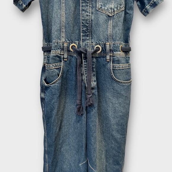 Free People Edison Wide Leg Denim Jumpsuit Size Medium - Picture 6 of 9